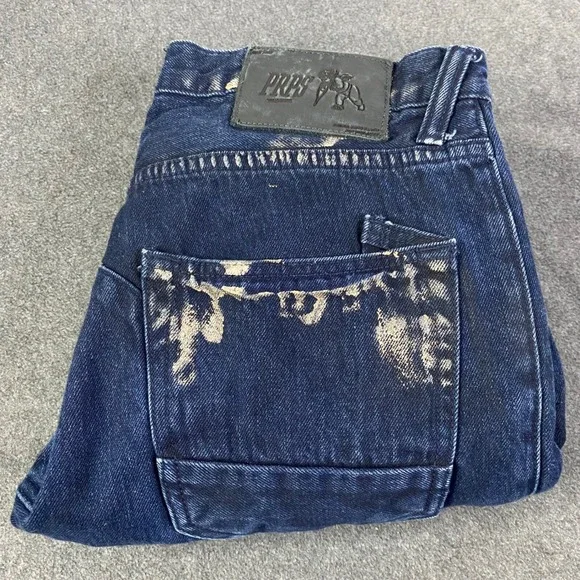 PRPS Demon Fit Moto Jeans Distressed Zippers Dark Wash‎ Denim Mens Sz 32 EUC